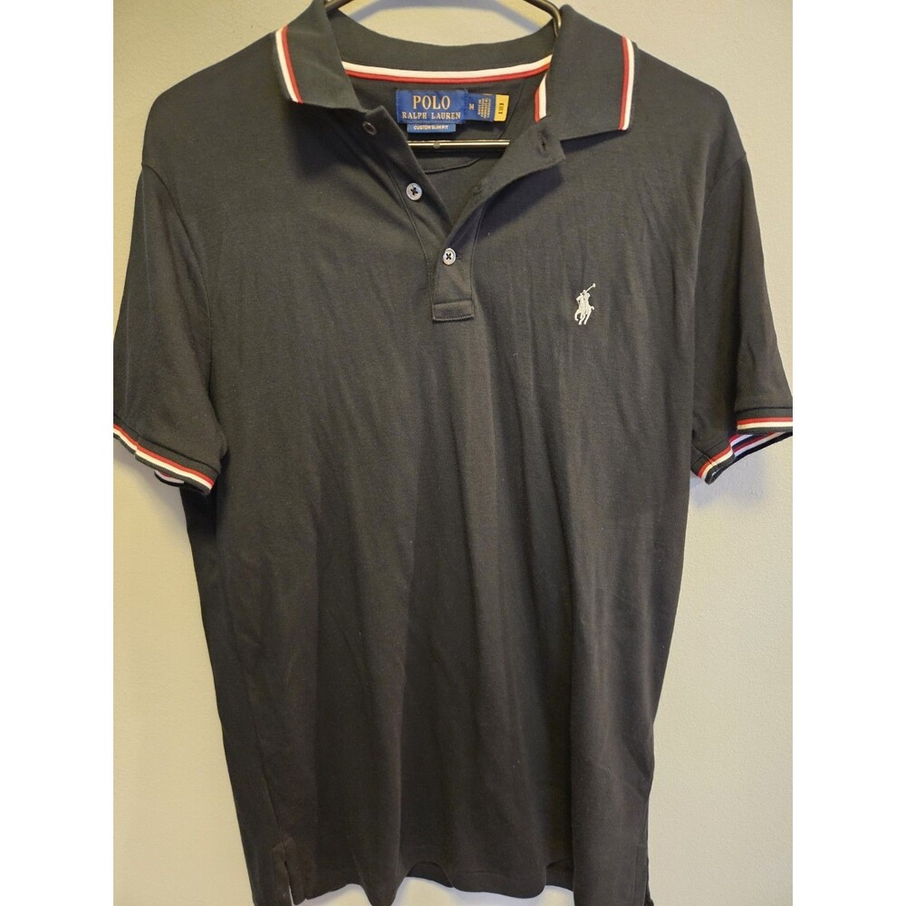 Polo Ralph Lauren Custom Slim Fit Polo Shirt Menβs M Black Red White Blue Pony